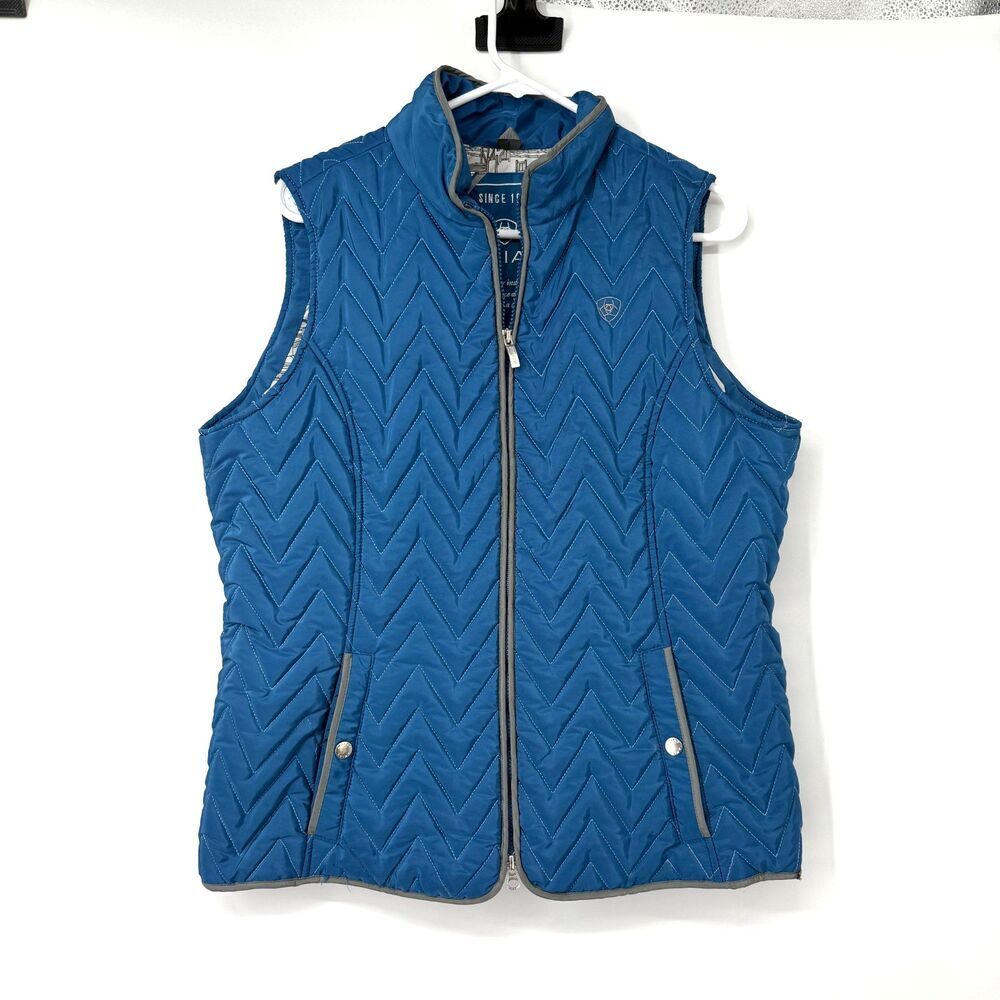 Ariat Ashley Insulated Quilted Vest Horse Outdoor Equestrian Blue Womens Size XL